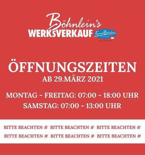 böhnlein werksverkauf öffnungszeiten